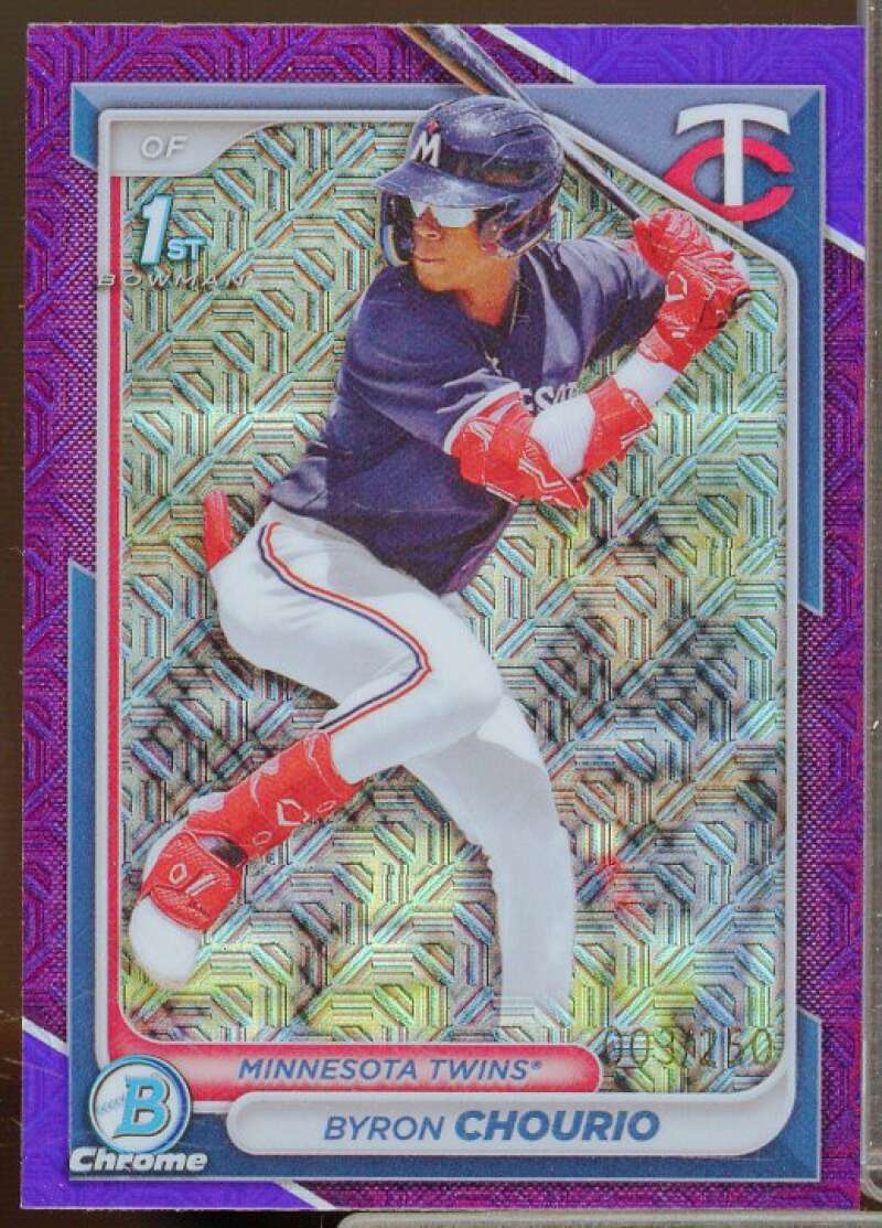 Byron Chourio 2024 Bowman Chrome Prospects Purple RayWave Refractors #BCP129  Image 1