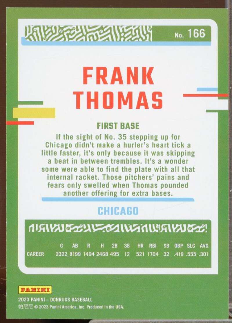 Frank Thomas Card 2023 Donruss One Hundred #166  Image 2