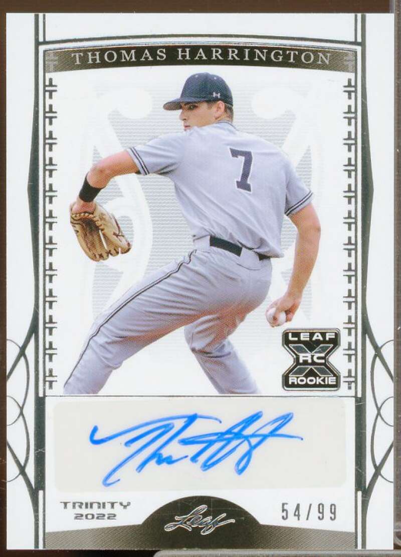 Thomas Harrington Rookie Card 2022 Leaf Trinity Autographs Silver Foil #BATH1  Image 1