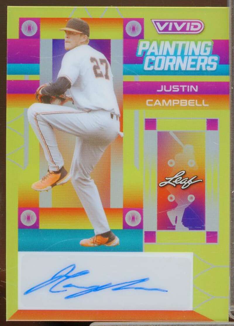 Justin Campbell Rookie Card 2022 Leaf Vivid Painting Corners Yellow #PCJC1  Image 1