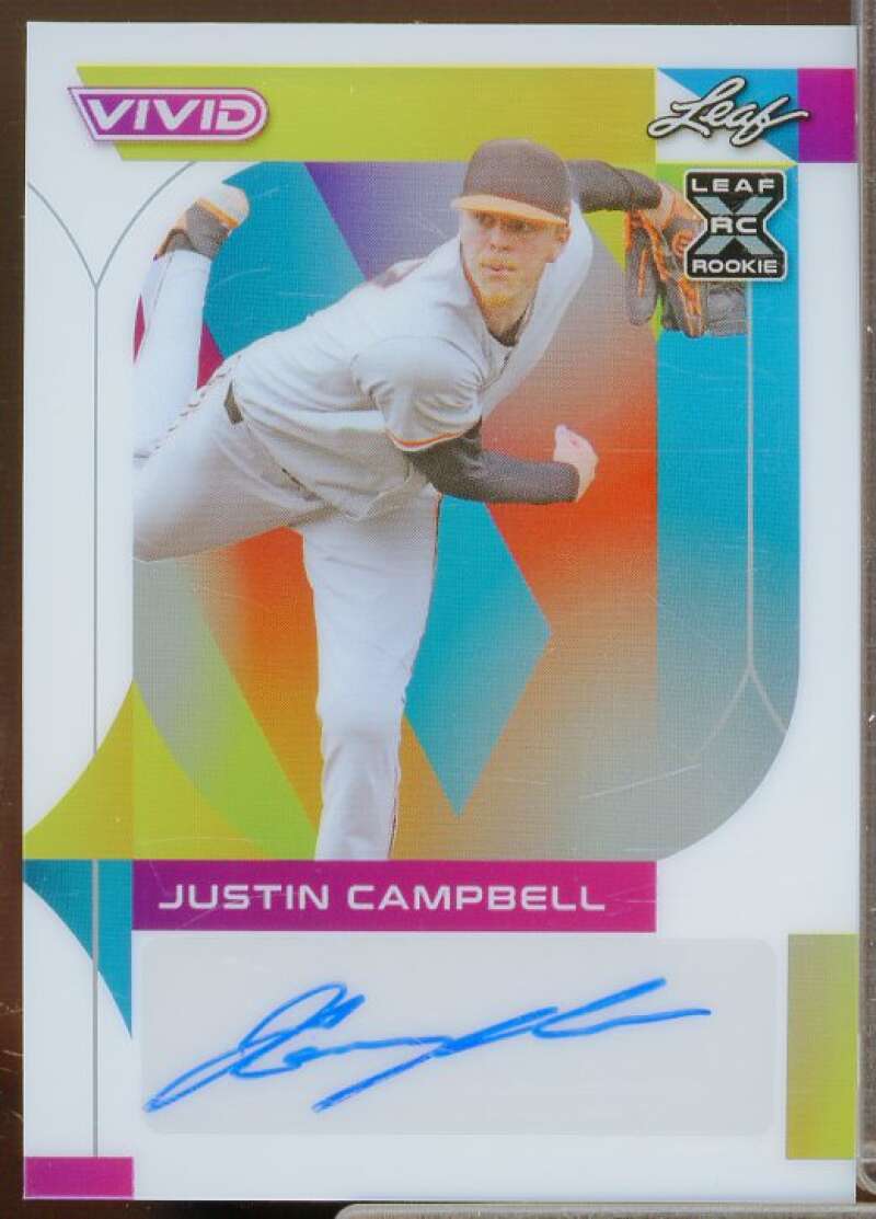 Justin Campbell Rookie Card 2022 Leaf Vivid White #BAJC3  Image 1