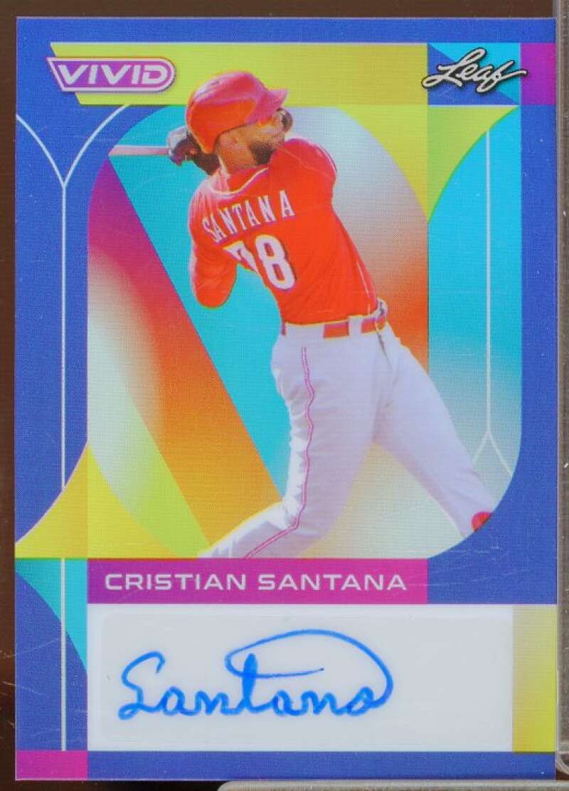 Cristian Santana Rookie Card 2022 Leaf Vivid Navy Blue #BACS1  Image 1
