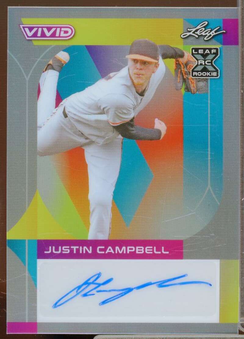 Justin Campbell Rookie Card 2022 Leaf Vivid Gray #BAJC3  Image 1