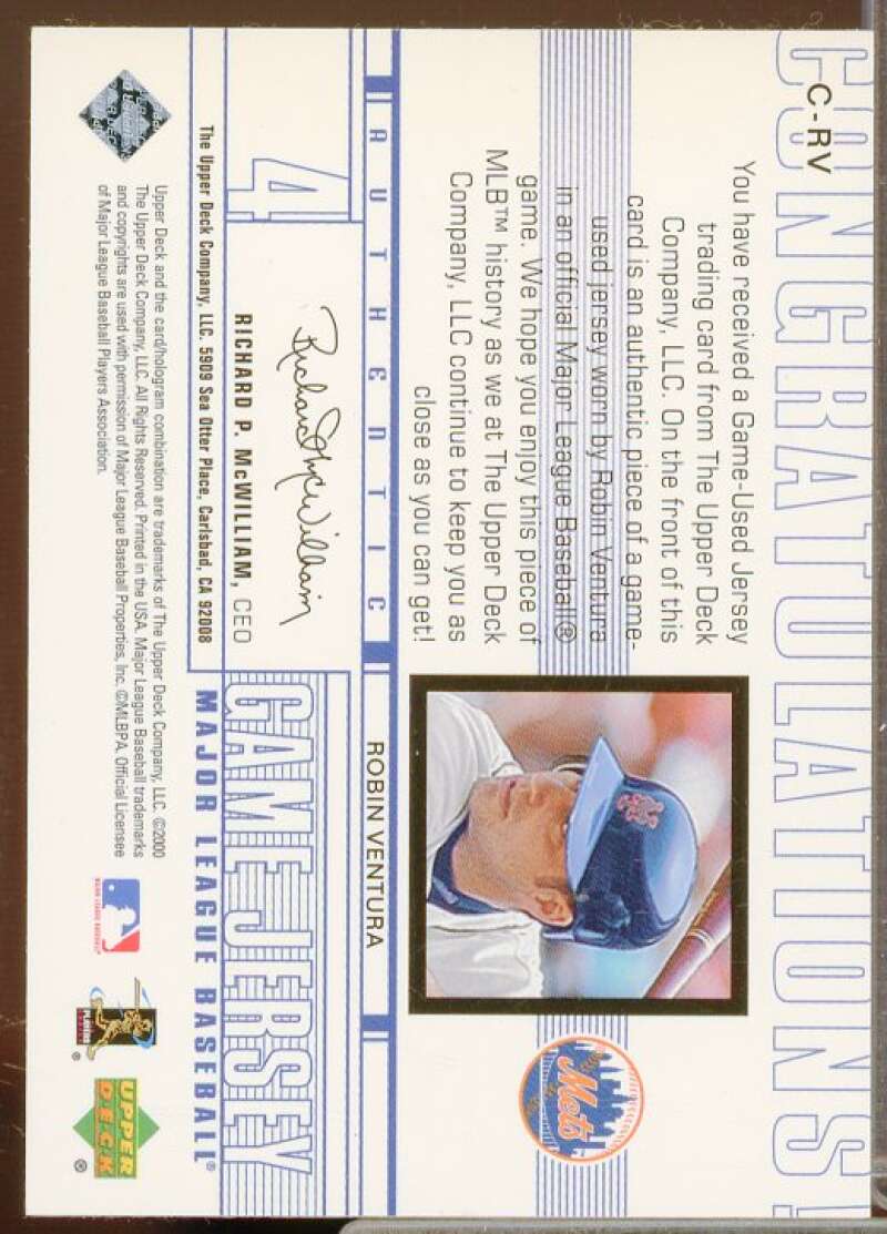 Robin Ventura Card 2001 Upper Deck Game Jersey #CRV  Image 2