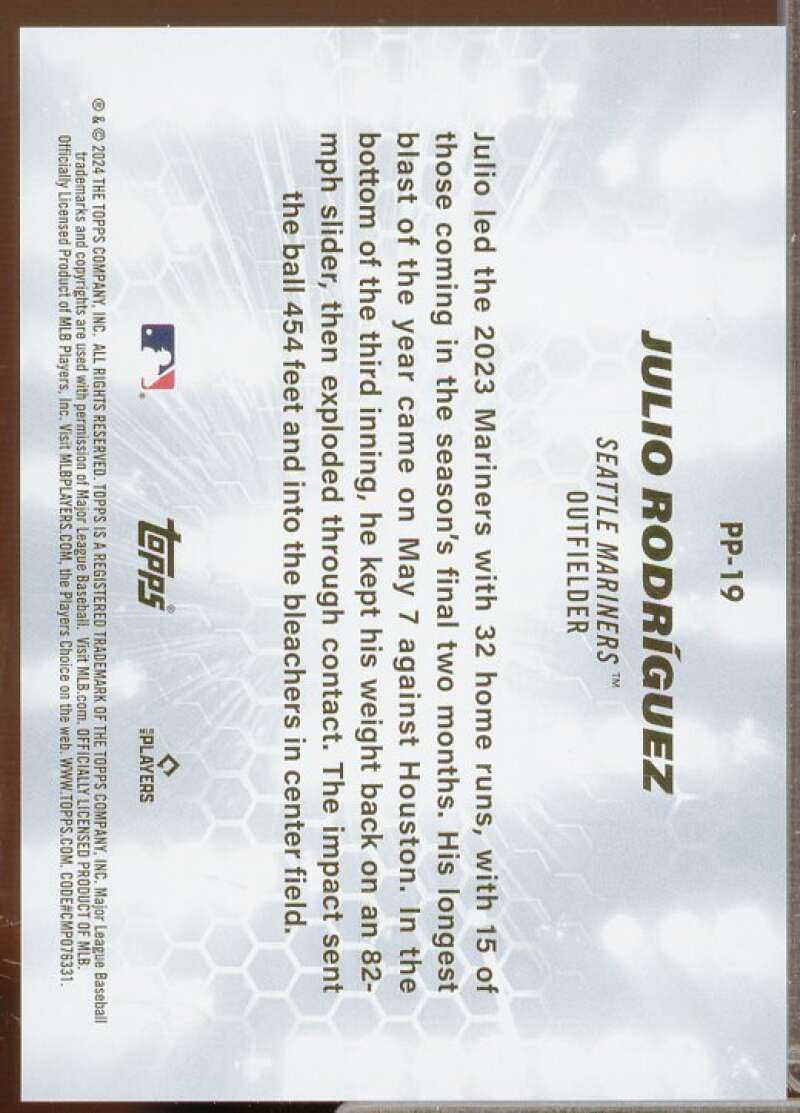 Julio Rodriguez Card 2024 Topps Platinum Performers Gold #PP19  Image 2