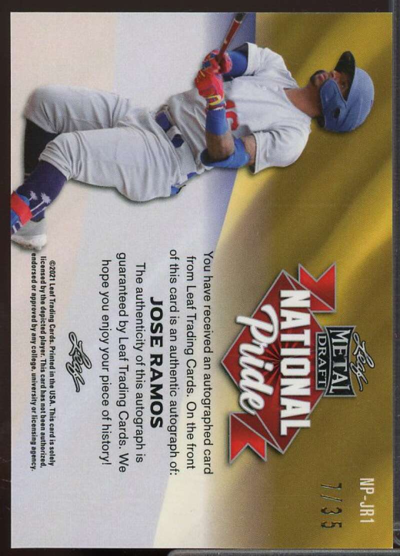 Jose Ramos Card 2021 Leaf Metal Draft National Pride Blue #NPJR1  Image 2