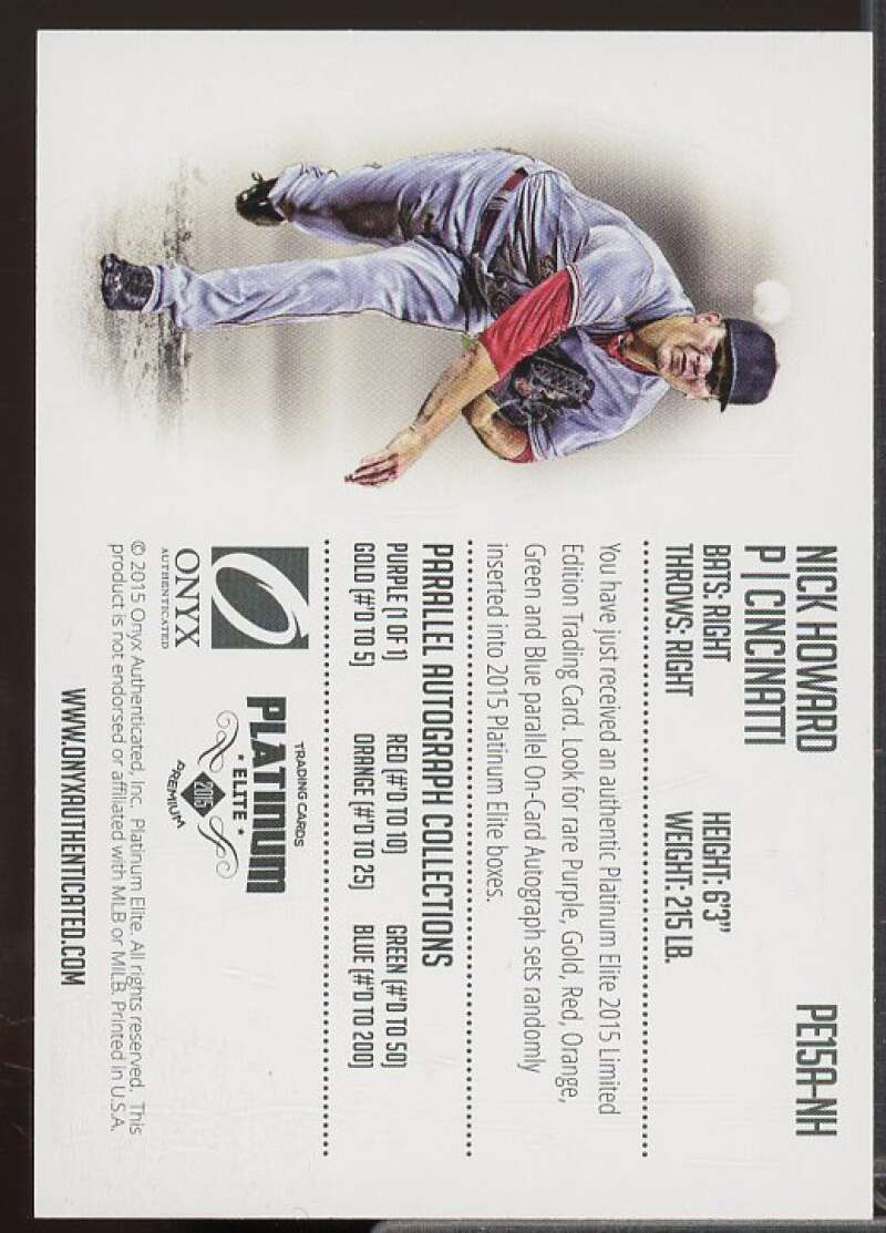 Nick Howard Auto Card 2015 Onyx Platinum Elite Auto Blue /200 #PE15A-NH  Image 2