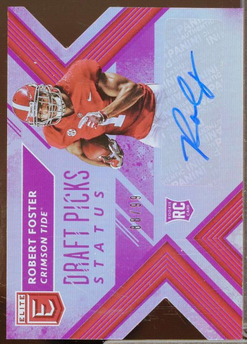 Robert Foster/99 2018 Elite Draft Picks Autographs Status Die Cut Purple #143  Image 1