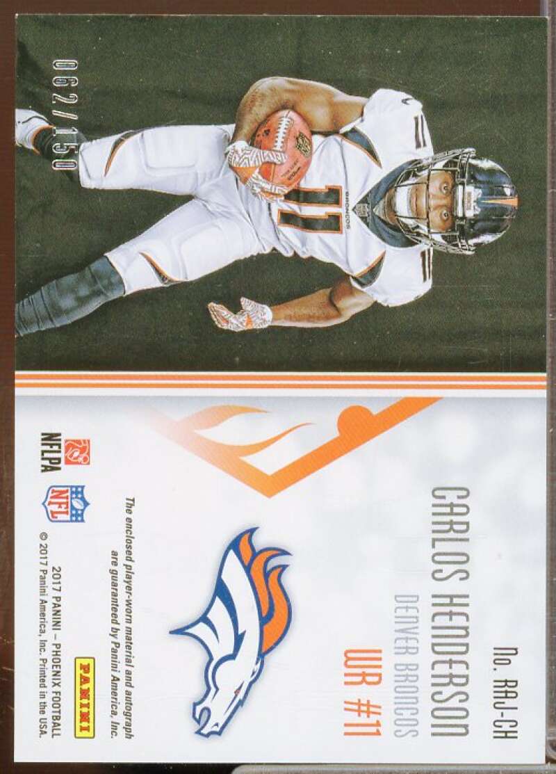 Carlos Henderson/150 2017 Panini Phoenix Rookie Jersey Autographs Orange #9  Image 2