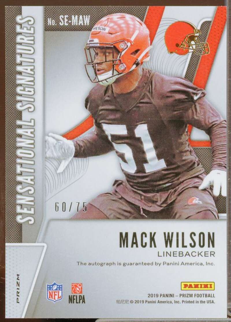 Mack Wilson Rookie 2019 Panini Prizm Sensational Signatures Green Scope #SEMAW  Image 2