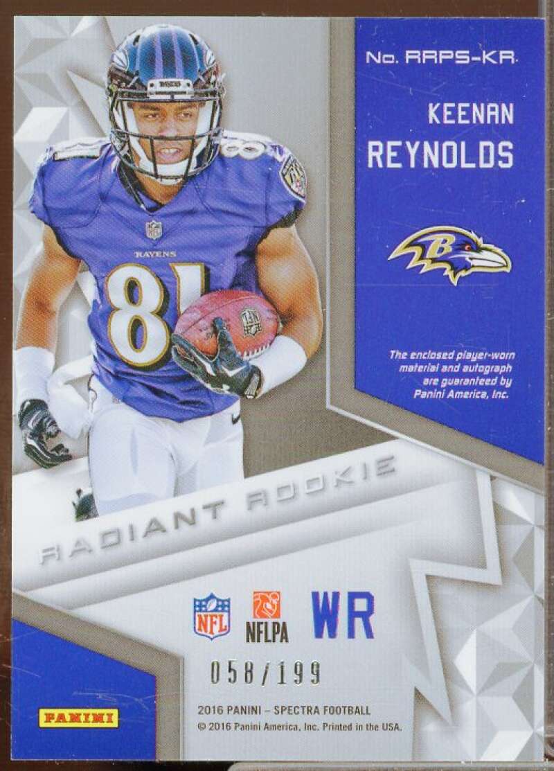 Keenan Reynolds/199 2016 Panini Spectra Radiant Rookie Patch Signatures #20  Image 2