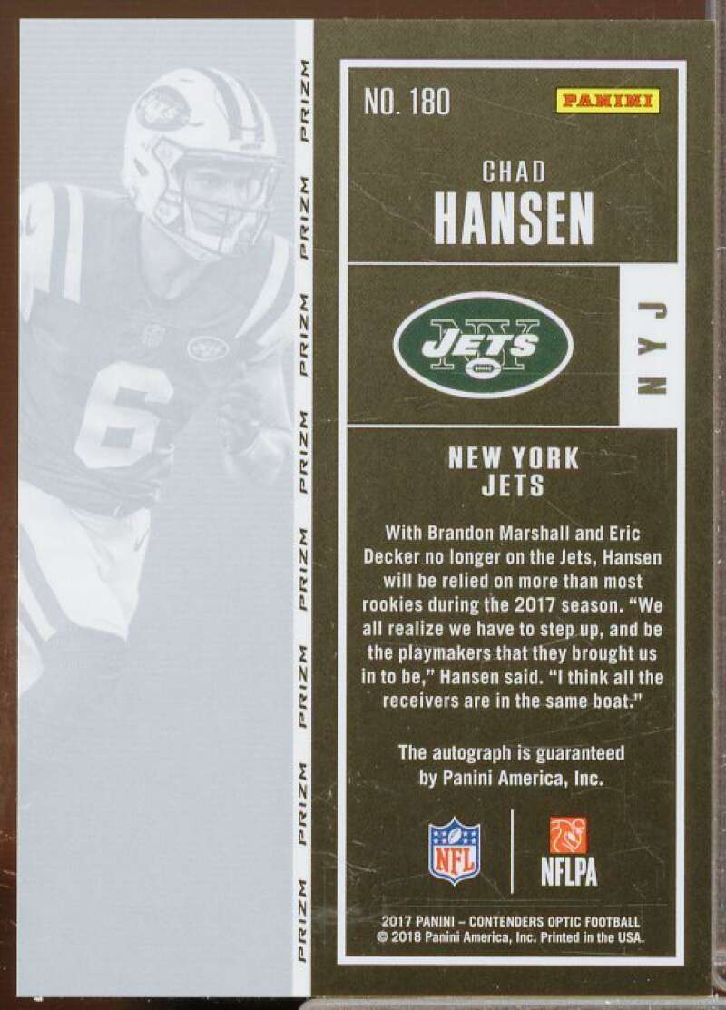 Chad Hansen AU Rookie Card 2017 Panini Contenders Optic #180  Image 2