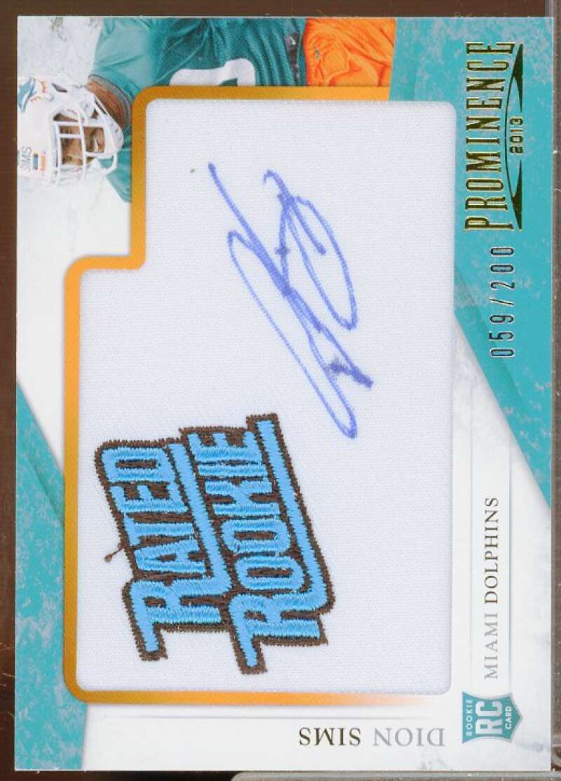 Dion Sims/200 2013 Panini Prominence Rookie Rated Rookie Patch Autographs #129  Image 1