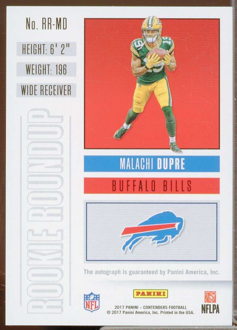 Malachi Dupre/199 Rookie 2017 Panini Contenders Rookie Roundup Autographs #35  Image 2