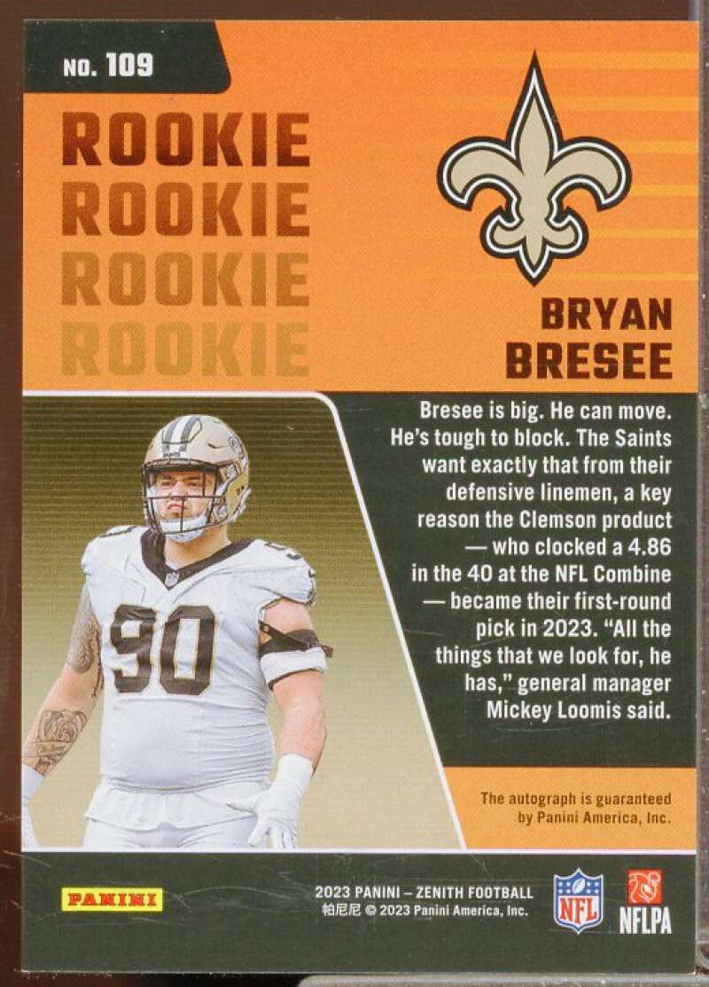 Bryan Bresee Rookie Card 2023 Zenith Rookies Autographs #109  Image 2