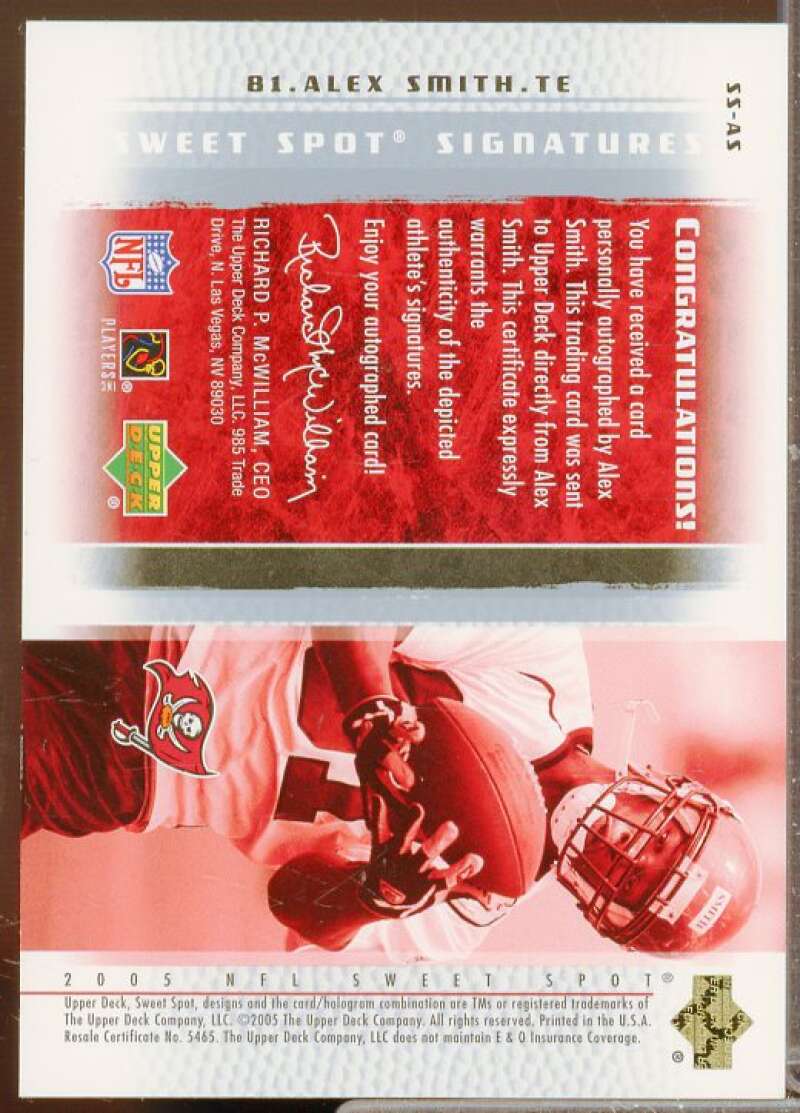 Alex Smith TE Rookie Card 2005 Sweet Spot Signatures #SSAS  Image 2