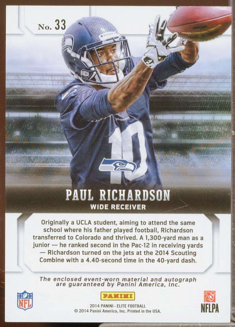 Paul Richardson/149 Rookie Card 2014 Elite New Breed Jerseys Autographs #33  Image 2