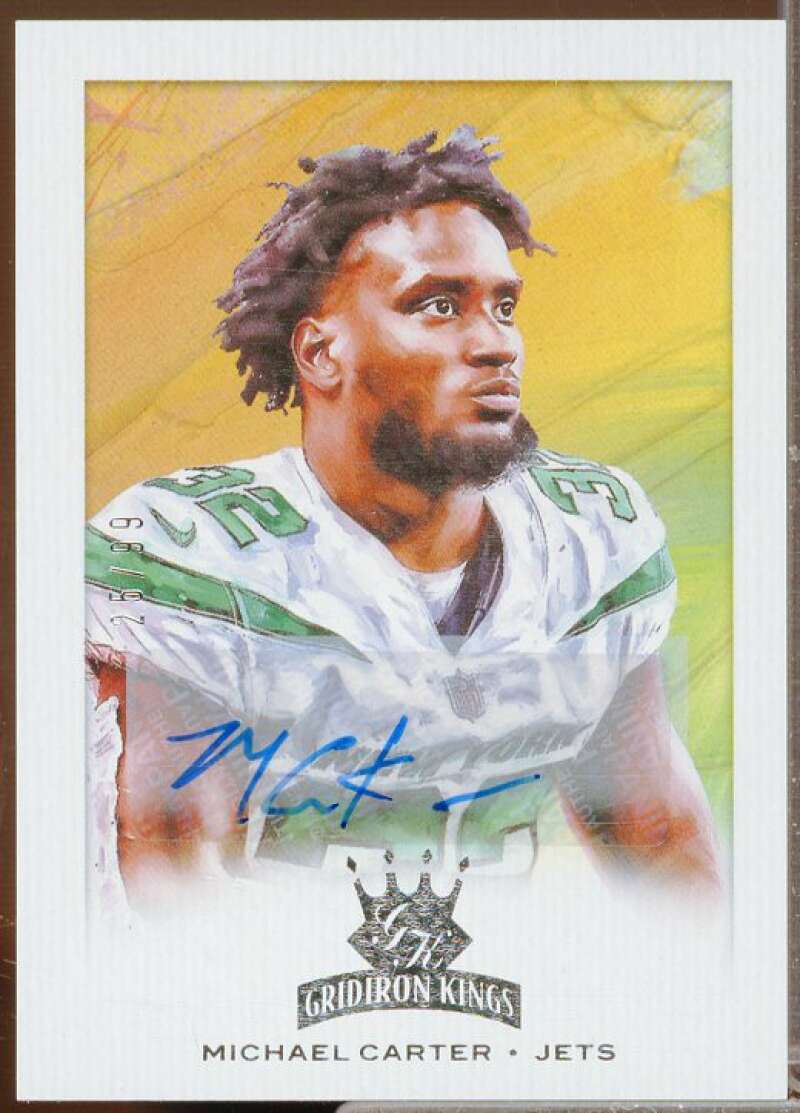 Michael Carter/99 Rookie 2021 Panini Chronicles Gridiron Kings Signatures #14  Image 1