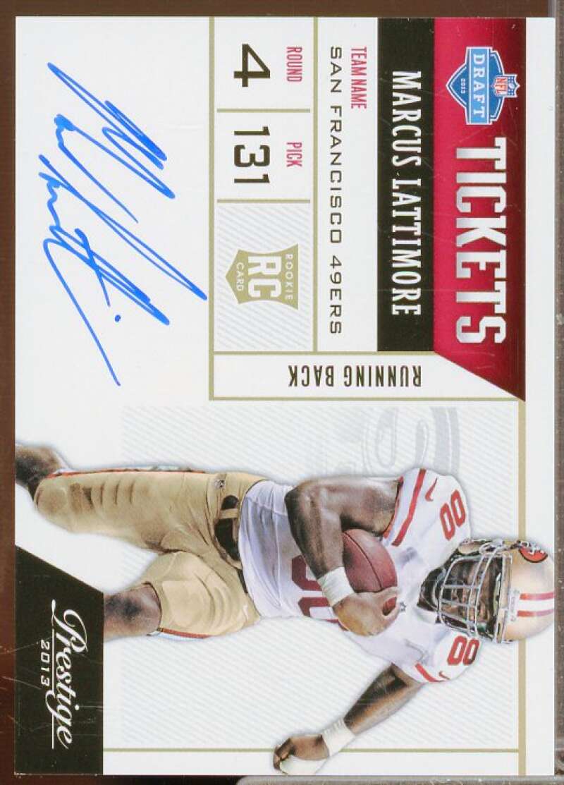 Marcus Lattimore Rookie Card 2013 Prestige NFL Draft Tickets Autographs #27  Image 1