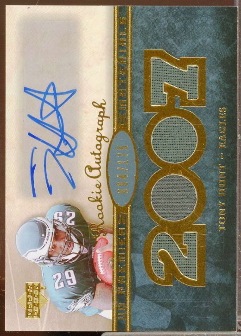 Tony Hunt Rookie 2007 Upper Deck Premier Rookie Autographed Materials Gold #163  Image 1