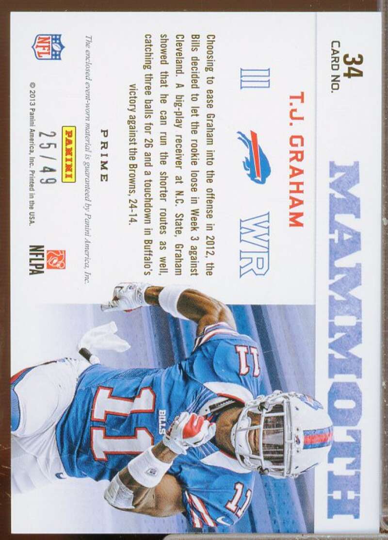 T.J. Graham/49 Rookie Card 2012 Panini Playbook Mammoth Materials Prime #34  Image 2