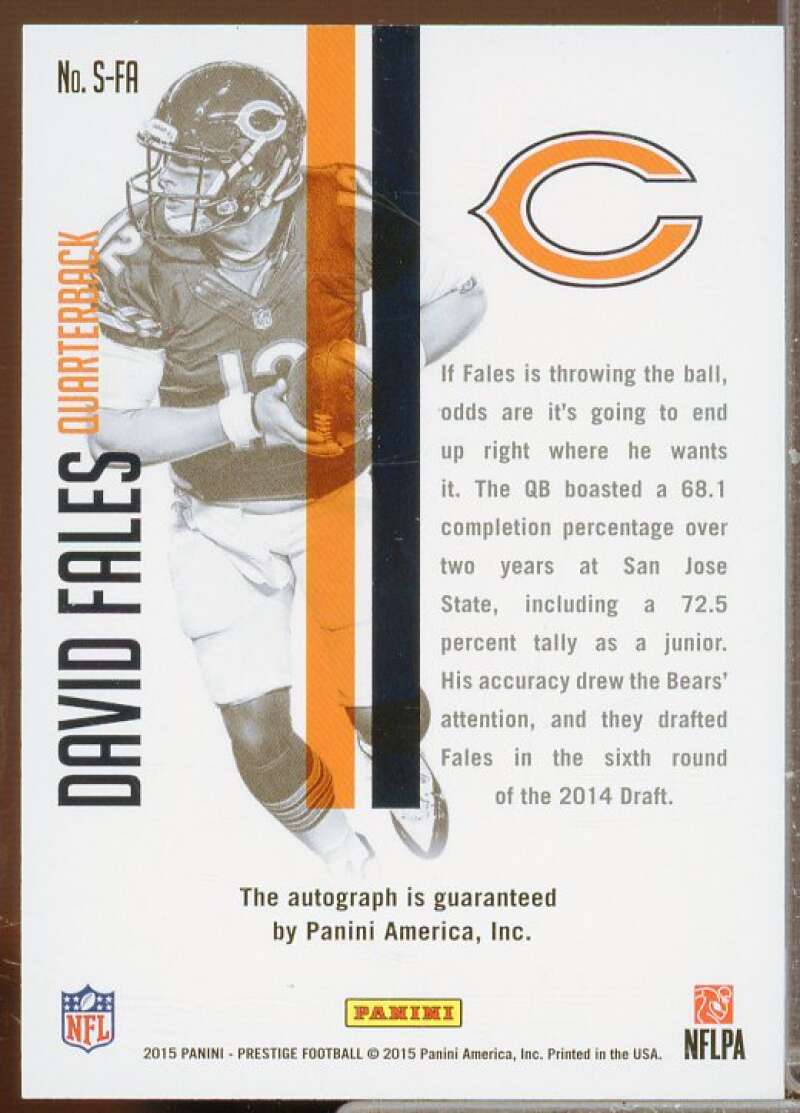 David Fales/99 Rookie Card 2015 Prestige Autographs #21  Image 2