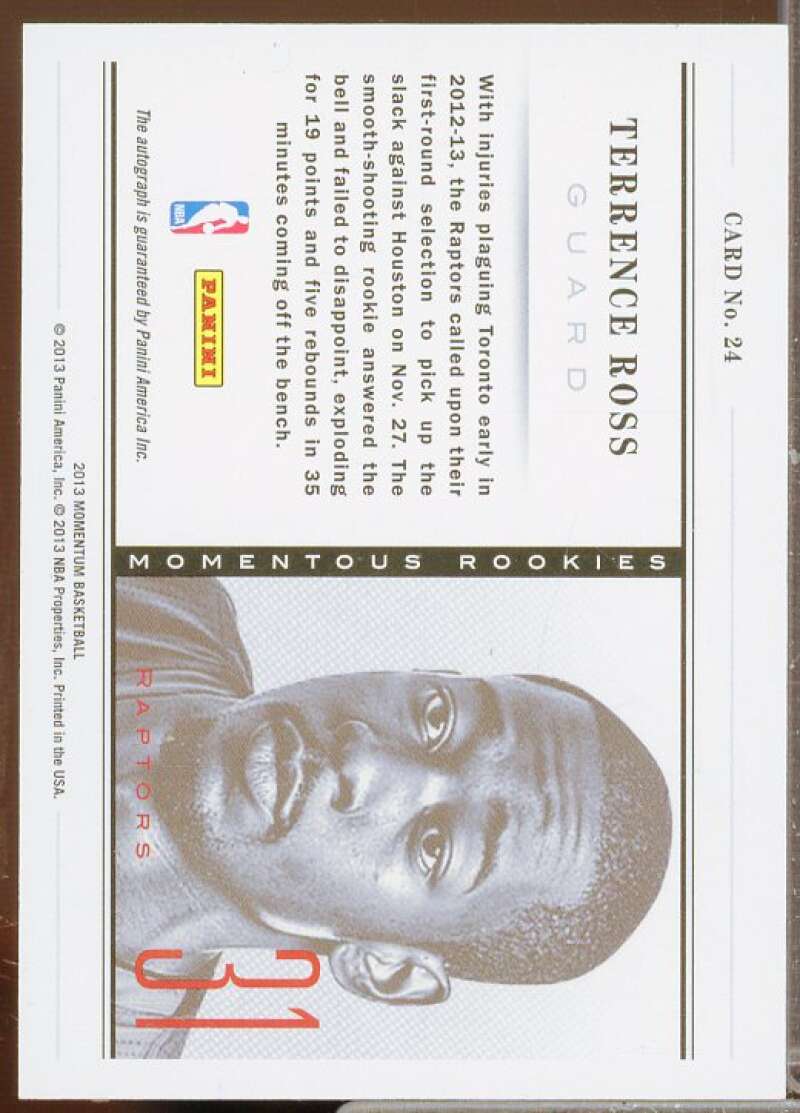 Terrence Ross Rookie Card 2012-13 Momentum Momentous Rookies Autographs #24  Image 2