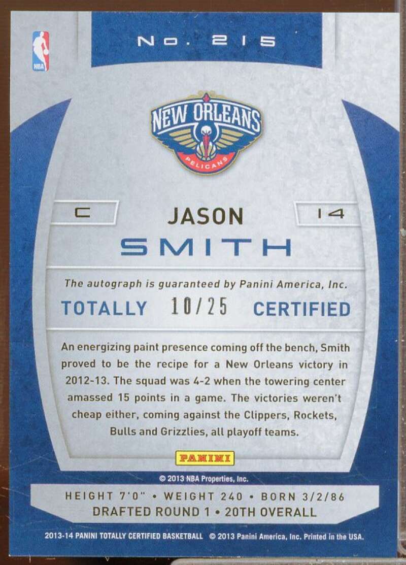 Jason Smith/25 Rookie Card 2013-14 Totally Certified Autographs Gold #215  Image 2