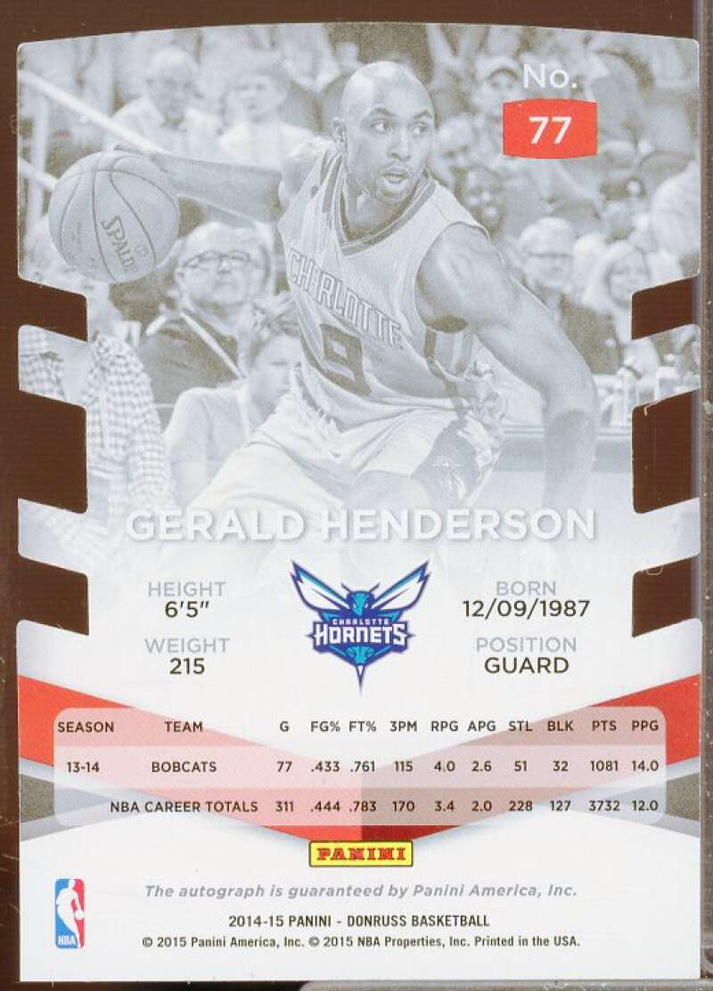 Gerald Henderson Rookie Card 2014-15 Elite Status Signatures Red #77  Image 2