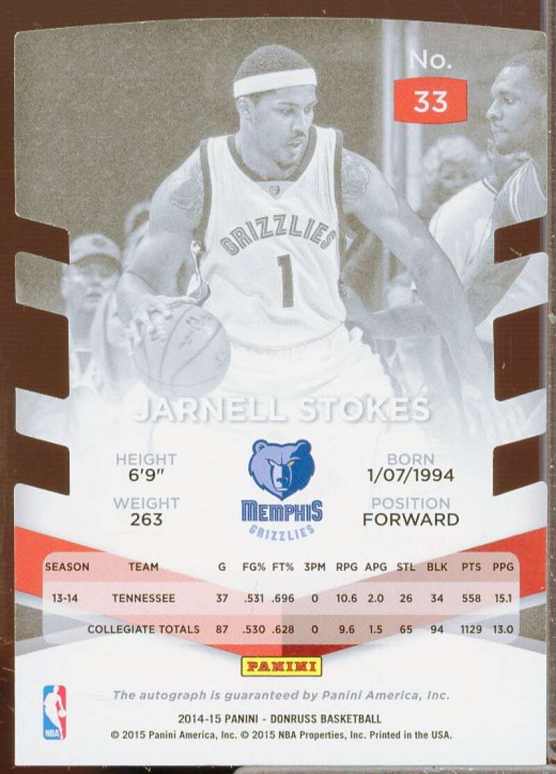 Jarnell Stokes Rookie Card 2014-15 Elite Status Signatures Bronze #33  Image 2