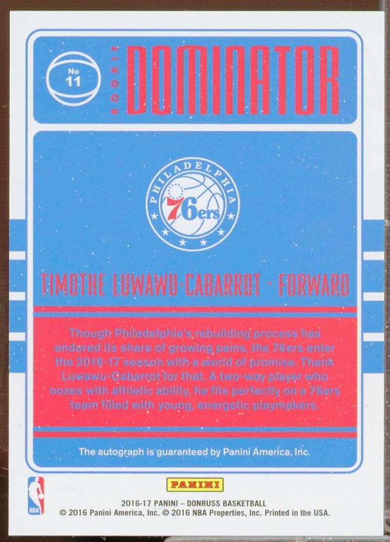 Timothe Luwawu-Cabarrot Rookie 2016-17 Donruss Rookie Dominator Signatures #11  Image 2