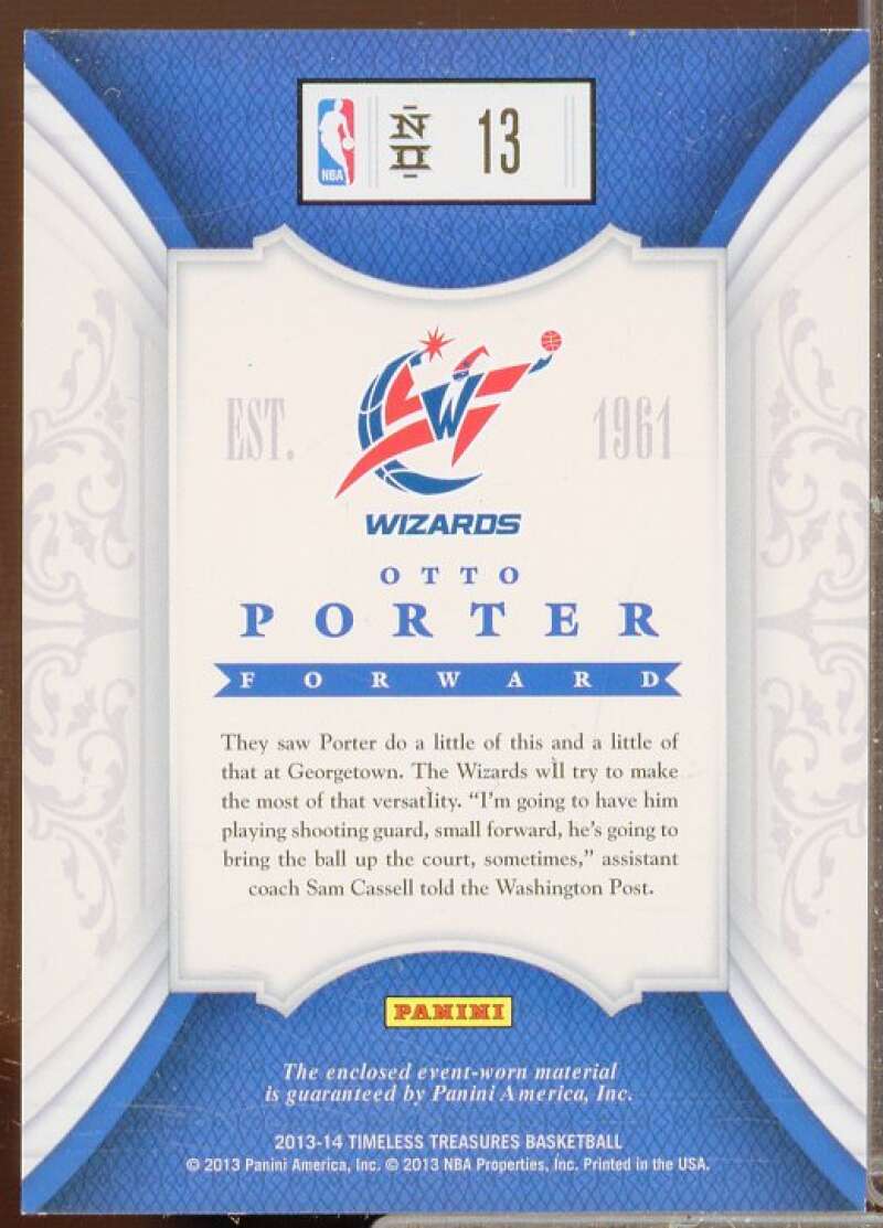 Otto Porter JSY AU Rookie Card 2013-14 Timeless Treasures #107  Image 2