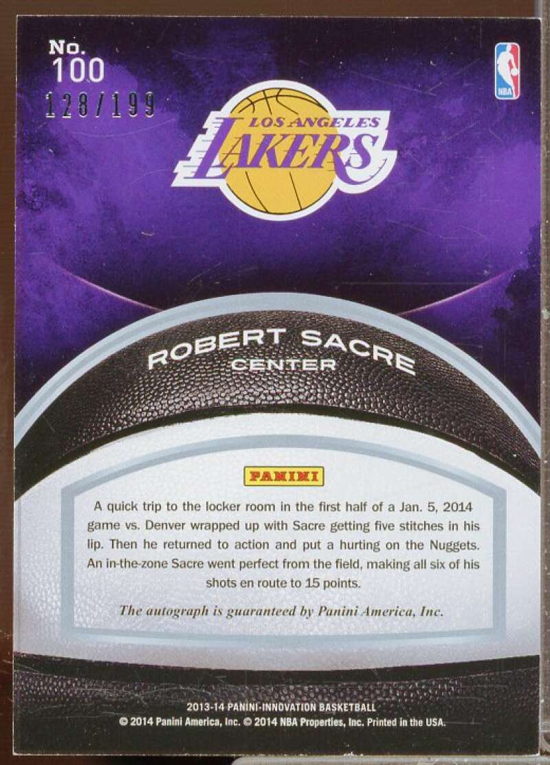 Robert Sacre/199 Rookie Card 2013-14 Innovation Foundations Ink #100  Image 2