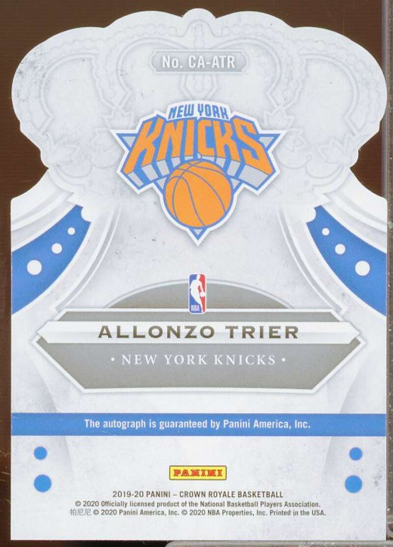 Allonzo Trier Rookie Card 2019-20 Crown Royale Crown Autographs #8  Image 2