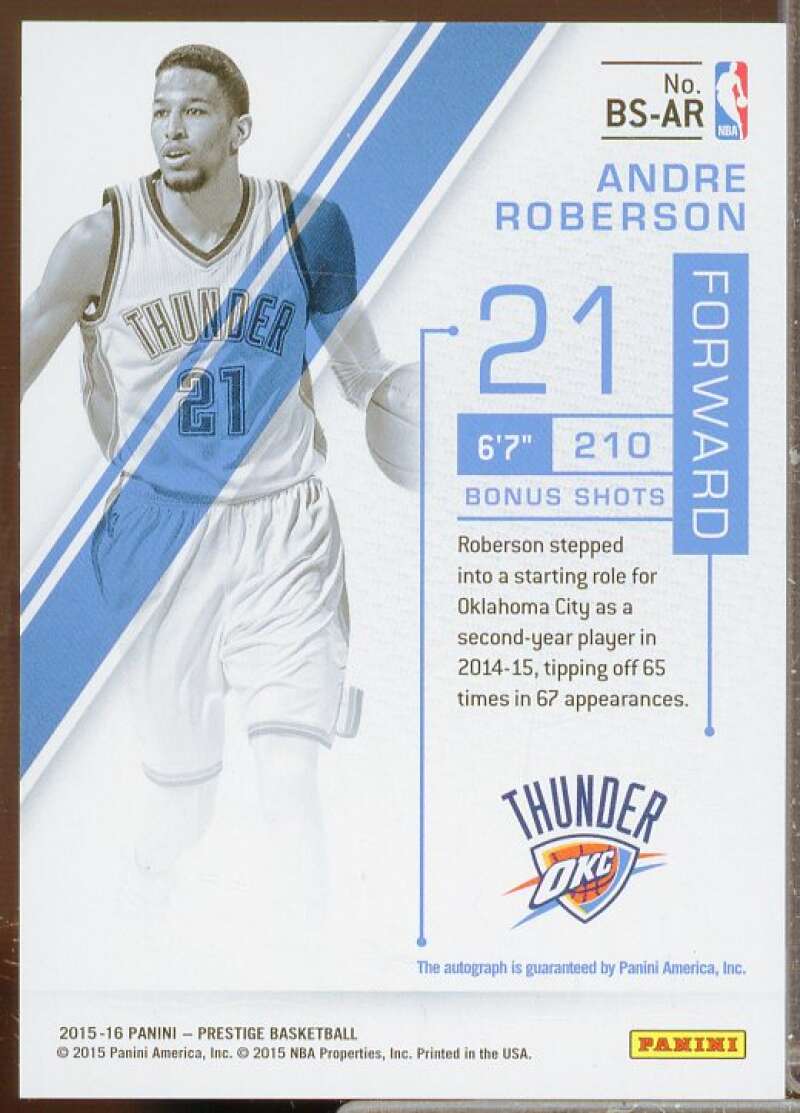 Andre Roberson/49 Rookie Card 2015-16 Prestige Bonus Shots Autographs #39  Image 2