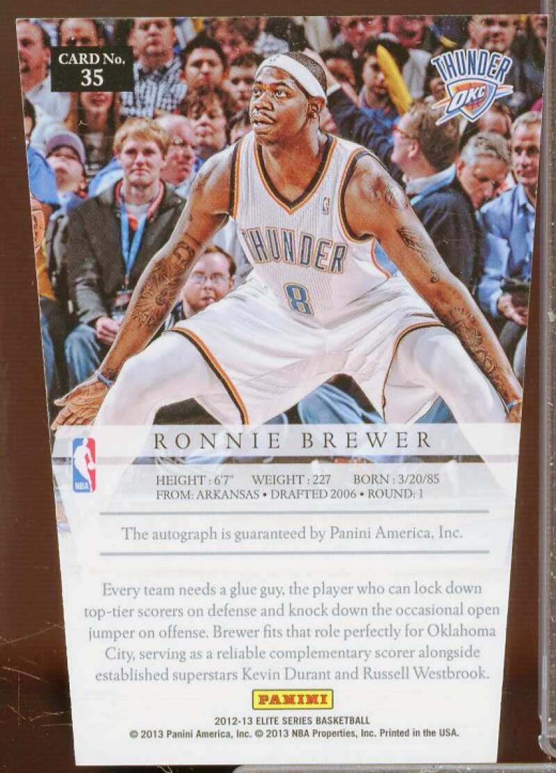 Ronnie Brewer/92 Rookie Card 2012-13 Elite Series Aspirations Autographs #35  Image 2