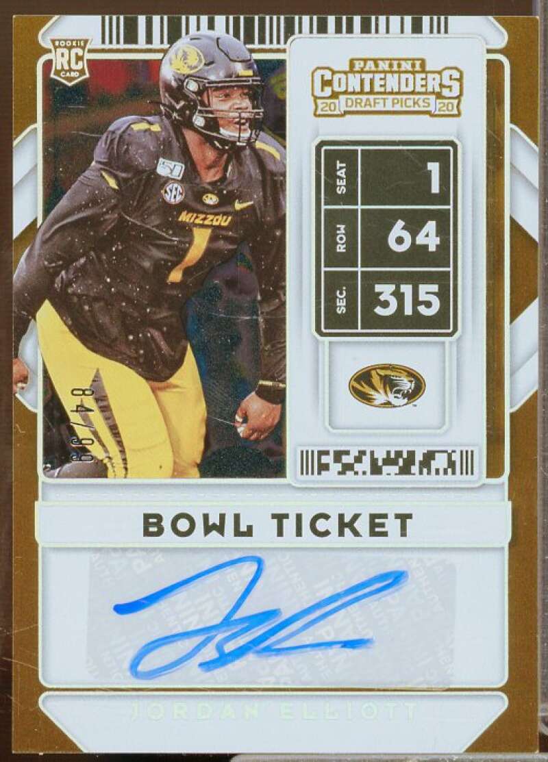 Jordan Elliott AU Rookie 2020 Panini Contenders Draft Picks Bowl Ticket #220  Image 1