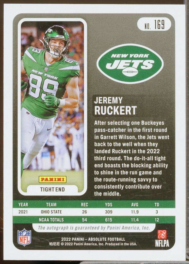 Jeremy Ruckert Rookie Card 2022 Absolute Signature Rookies #169  Image 2