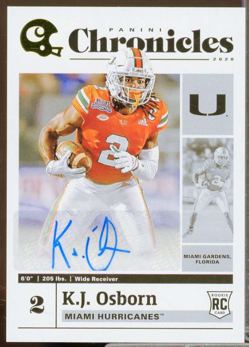 K.J. Osborn Rookie Card 2020 Panini Chronicles Draft Picks Signatures #12  Image 1