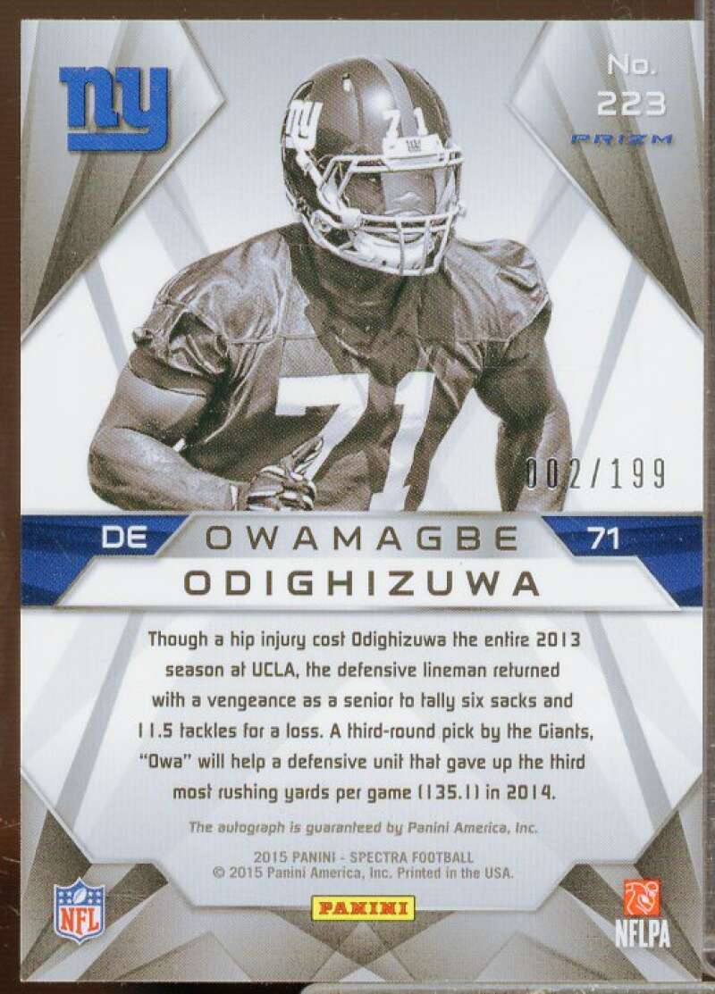 Owamagbe Odighizuwa AU Rookie Card 2015 Panini Spectra #223  Image 2