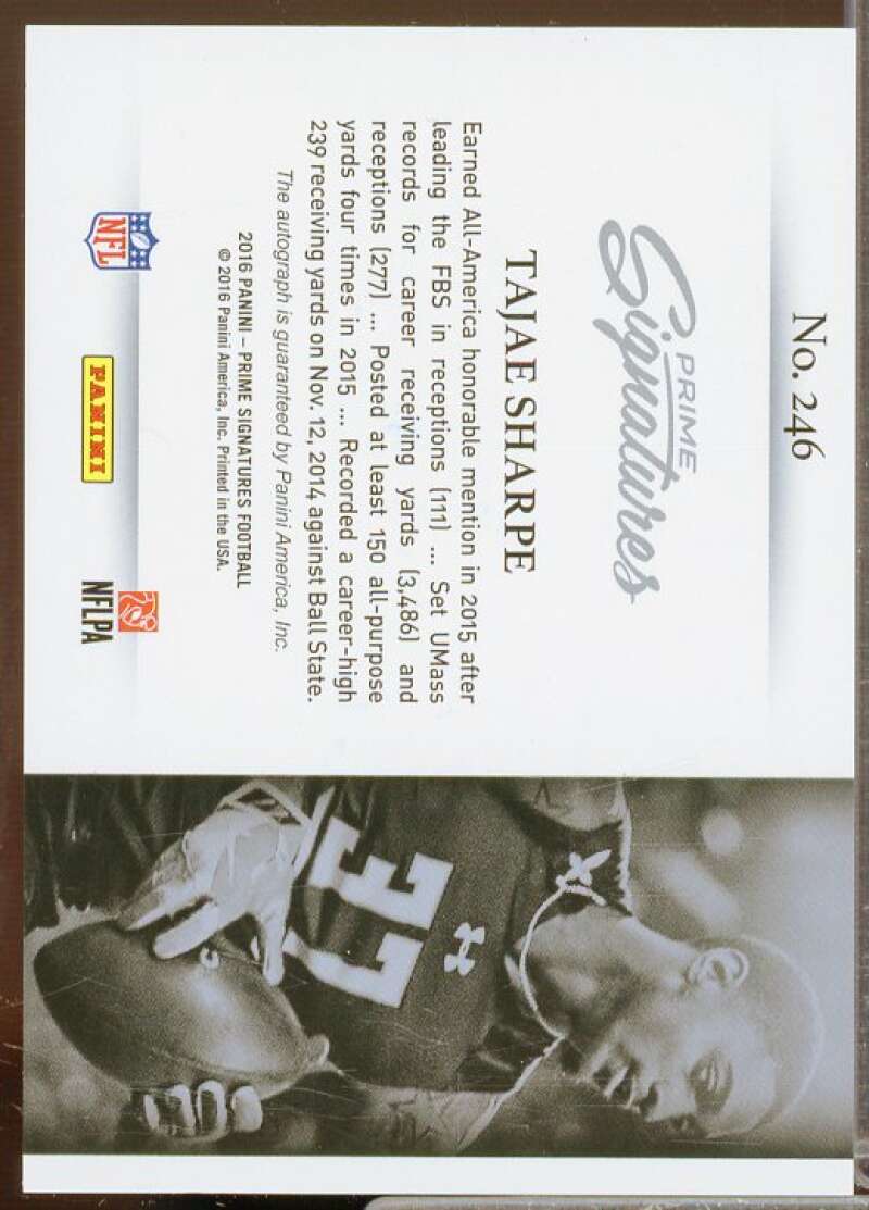 Tajae Sharpe AU Rookie Card 2016 Prime Signatures Prime Proof Red #246  Image 2