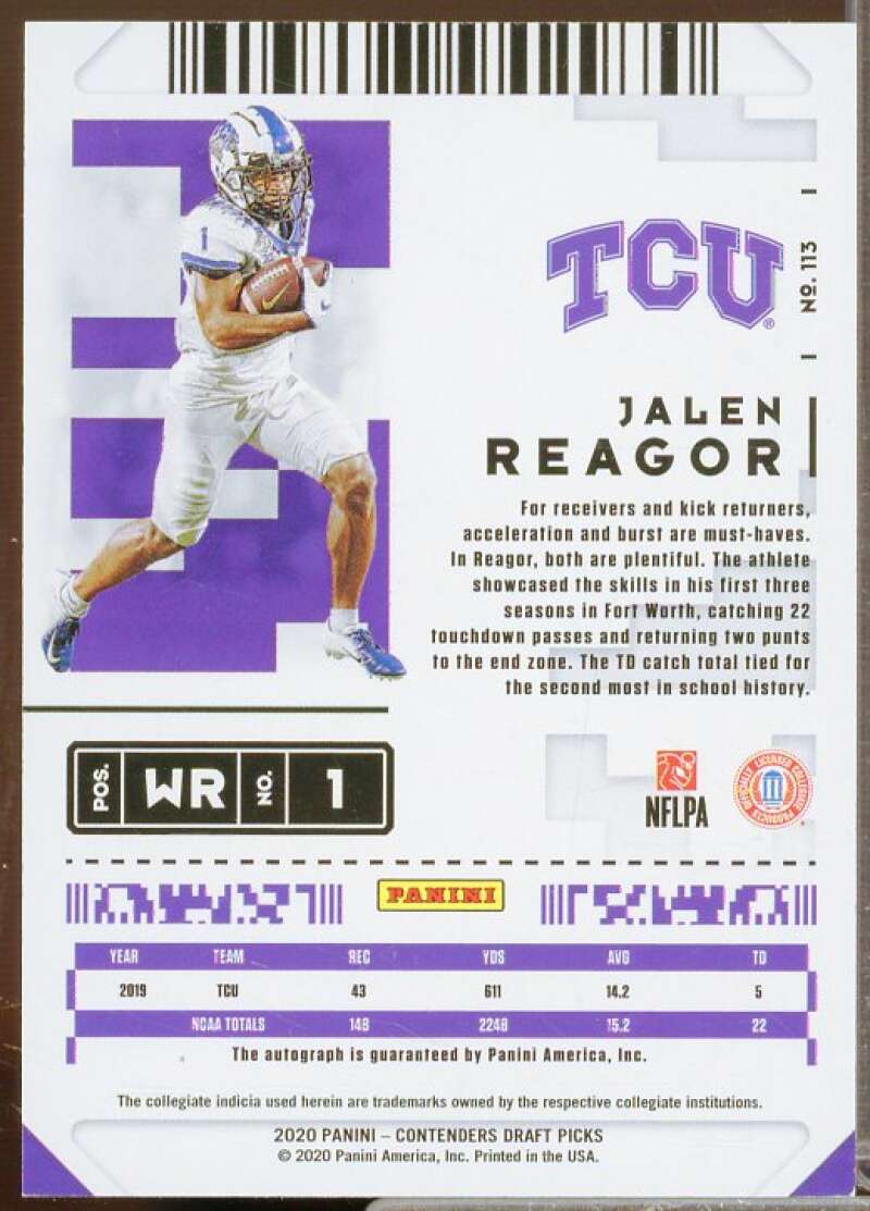 Jalen Reagor AU VARIATION Rookie Card 2020 Panini Contenders Draft Picks #113  Image 2