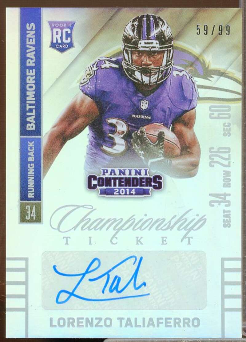 Lorenzo Taliaferro AU Rookie 2014 Panini Contenders Championship Ticket #154A  Image 1