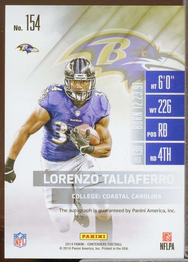 Lorenzo Taliaferro AU Rookie 2014 Panini Contenders Championship Ticket #154A  Image 2