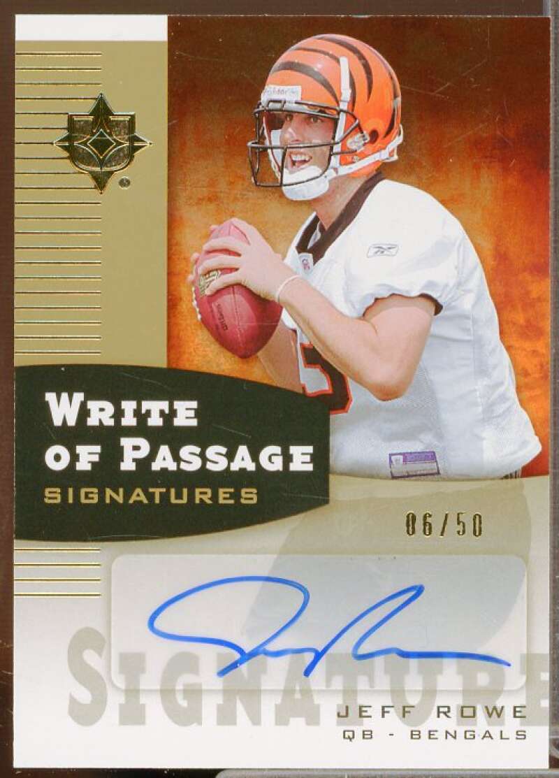 Jeff Rowe Rookie 2007 Ultimate Collection Write of Passage Signature Gold #WPRO  Image 1