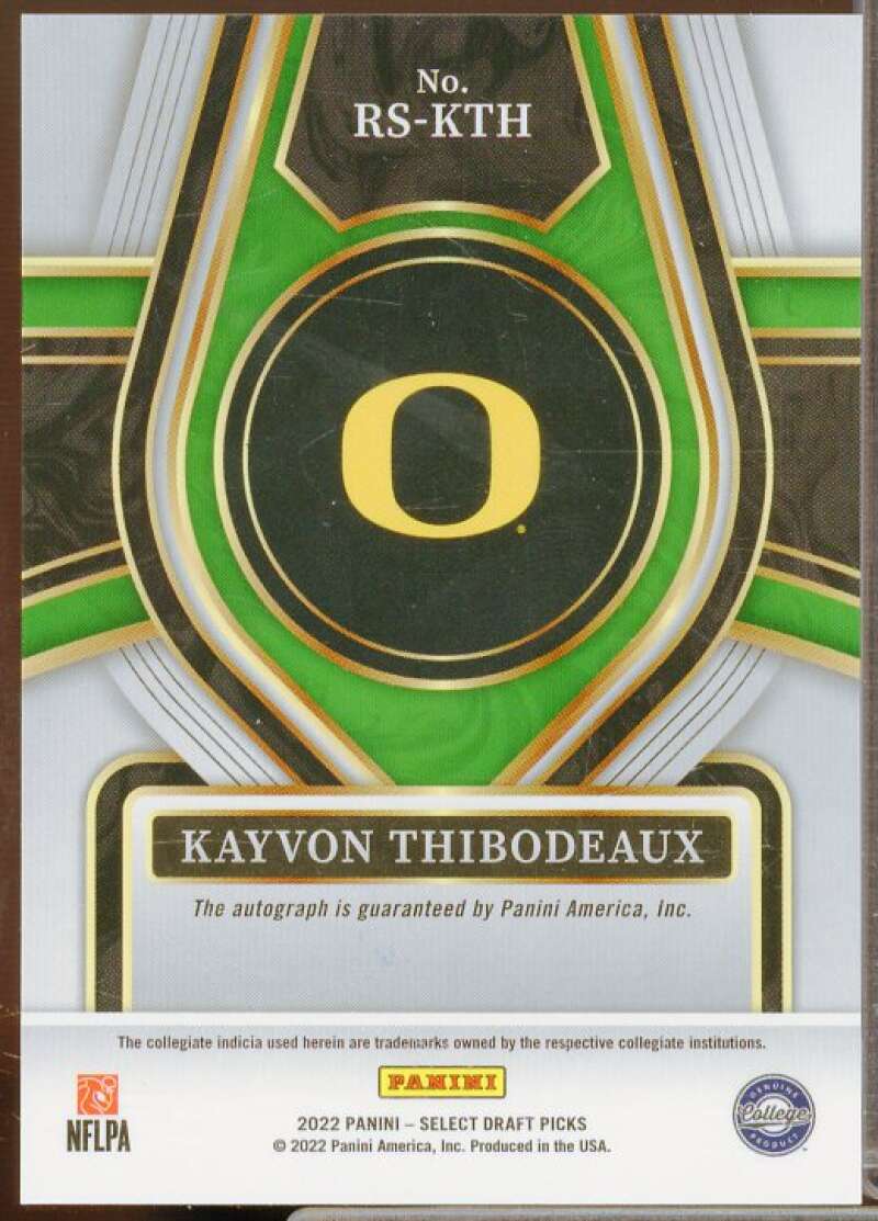 Kayvon Thibodeaux Rookie Card 2022 Select Draft Picks Rookie Signatures #52  Image 2