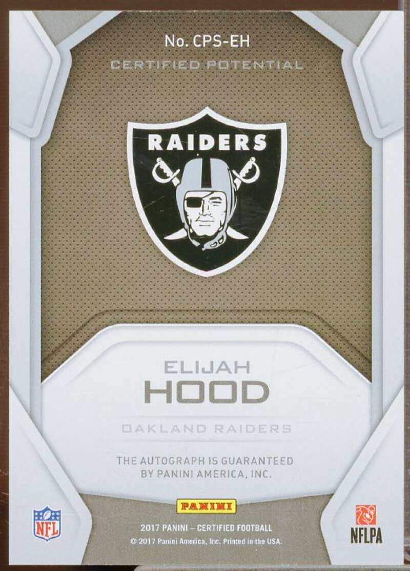 Elijah Hood Rookie Card 2017 Certified Potential Signatures Mirror Blue #47  Image 2