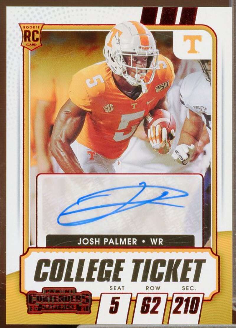 Josh Palmer AU Rookie 2021 Panini Contenders Draft Picks Game Ticket Red #245  Image 1