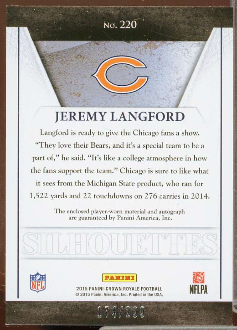 Jeremy Langford JSY AU/299 Rookie Card 2015 Crown Royale #220  Image 2