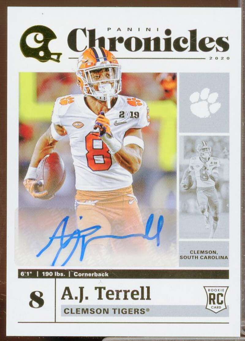 A.J. Terrell Rookie Card 2020 Panini Chronicles Draft Picks Signatures #1  Image 1